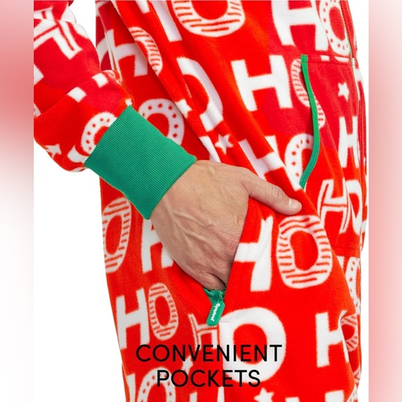 NWT Tipsy Elves Unisex Red 'Ho Ho Ho' Onesie Jumpsuit - Picture 4 of 5
